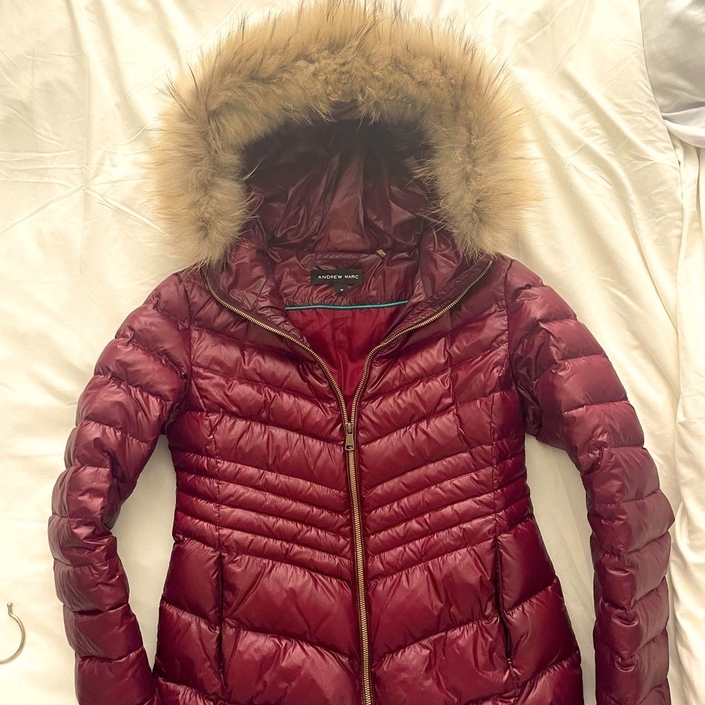 Andrew Marc Goose Down Jacket with fur.